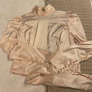 satin open back blouse